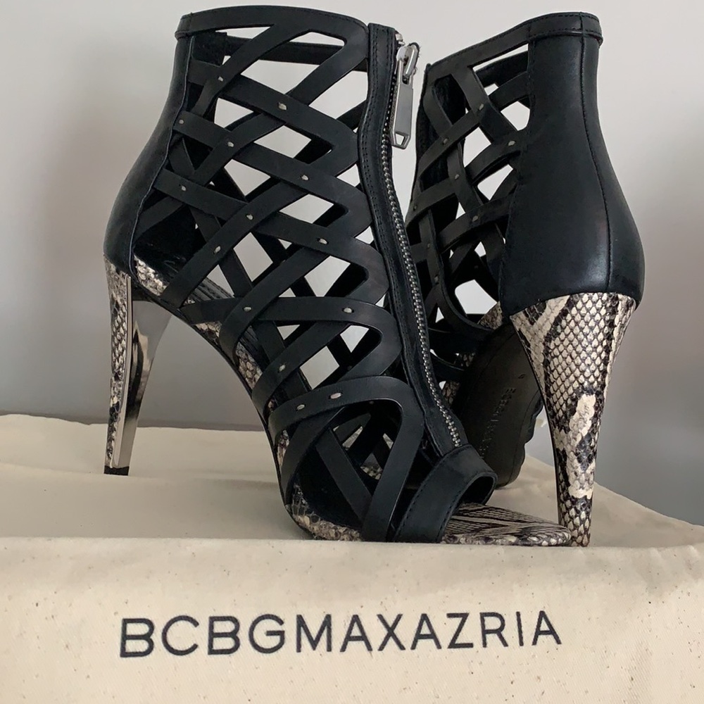 BCBGMAXAZRIA ELENI WOMENS LEATHER CAGED SANDALS